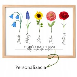 PERSONALIZOWANY PLAKAT OGRÓD BABCI PREZENT DZIEŃ BABCI RAMKA A4 OD DZIECI