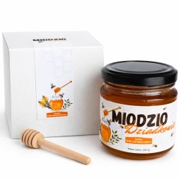 PREZENT NA DZIEŃ BABCI I DZIADKA MIÓD WIELOKWIATOWY 250G Z ŁYŻECZKĄ GRAWER