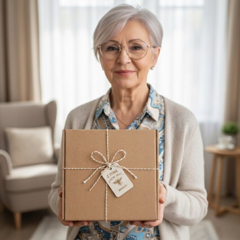 PREZENT NA DZIEŃ BABCI I DZIADKA ZESTAW UPOMINKOWY MIÓD TOFFIFEE OD DZIECI