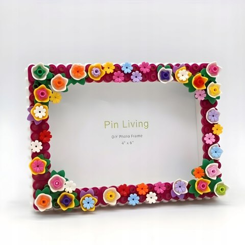 RAMKA NA ZDJĘCIE Z KWIATAMI JAK KLOCKI LEGO PREZENT NA DZIEŃ BABCI DZIADKA