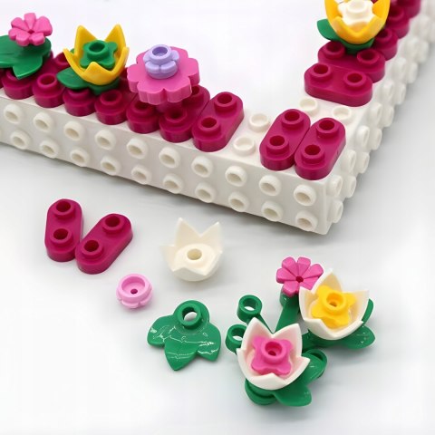 RAMKA NA ZDJĘCIE Z KWIATAMI JAK KLOCKI LEGO PREZENT NA DZIEŃ BABCI DZIADKA