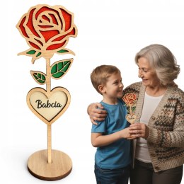 WIECZNA RÓŻA DREWNIANA PREZENT NA DZIEŃ BABCI I DZIADKA UPOMINEK DLA BABCI