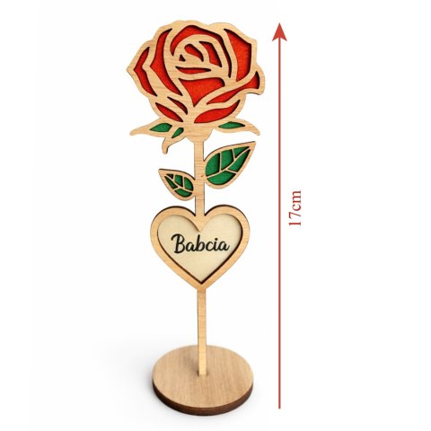 WIECZNA RÓŻA DREWNIANA PREZENT NA DZIEŃ BABCI I DZIADKA UPOMINEK DLA BABCI
