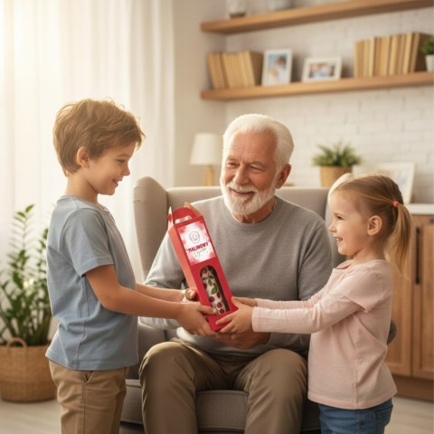 ZESTAW PREZENTOWY Z OKAZJI DNIA BABCI I DZIADKA SYROP MALINOWY HERBATA TET